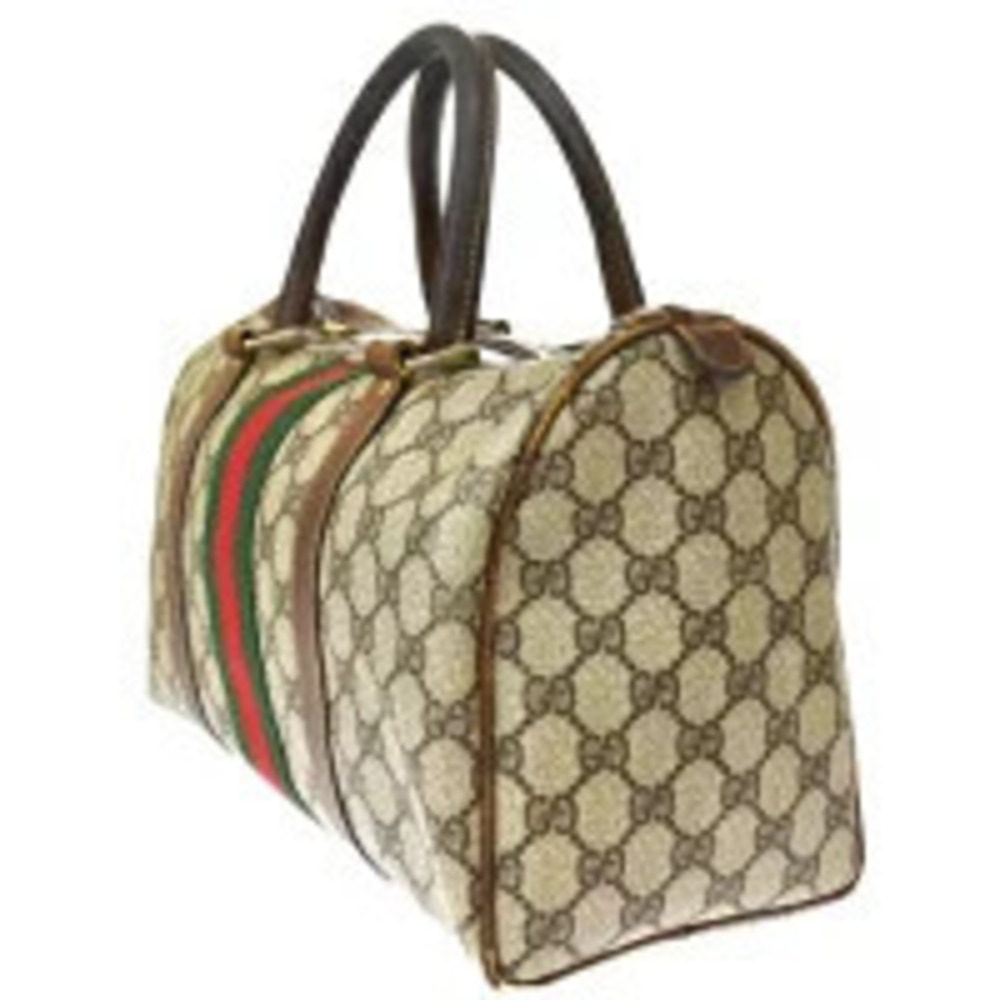 Gucci GG Bag Red Sherry Boston Leather Green Brown Handbag Green Brown